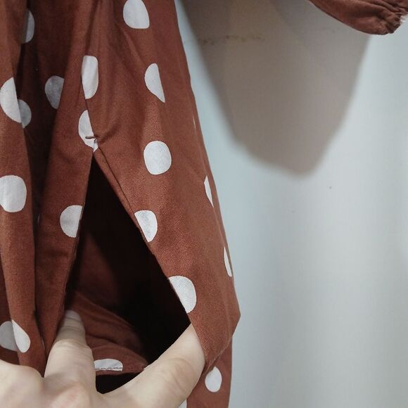 Abercrombie & Fitch Babydoll Puff Sleeve Polka Dot Mini Dress Large - Picture 5 of 12